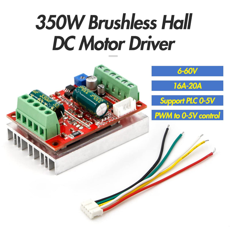 RioRand 350W 6-60V PWM DC Brushless Electric Motor Speed Controller with Hall Red