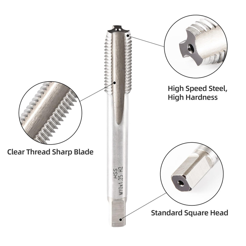 M10 x 1.25 Metric Thread Tap and Die Set, M10 x 1.25mm High-speed Steel Machine Tap Die Set Right Hand