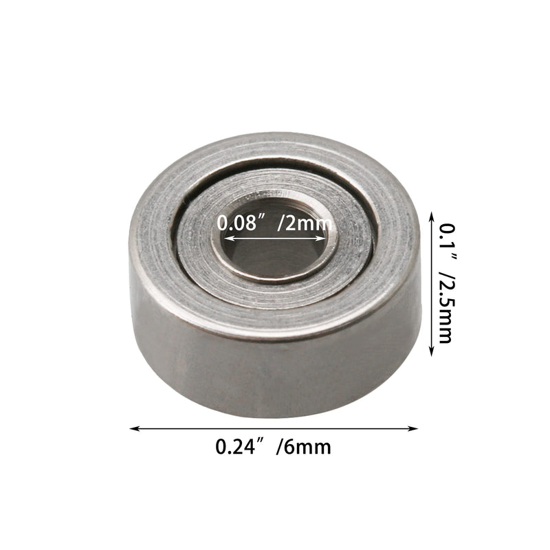 CNBTR 10PCS 2x6x2.5mm Bearing Steel Mini Groove Ball Bearings Sliding Wheels MR62ZZ Bearing Steel Miniature Ball Bearing for Power Tools, DIY Industry MR62ZZ 2x6x2.5mm