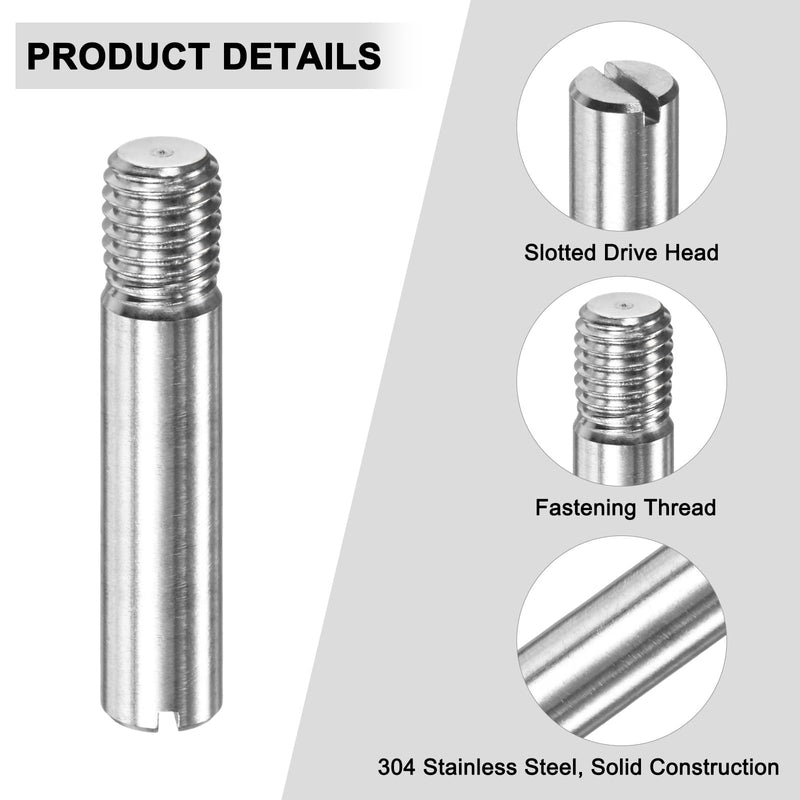 M METERXITY 20-Pack M10 x 50mm Slotted Cylindrical Pin Dowel, 304 Stainless Steel External Thread Locating Dowel Parallel Pins for Metal Devices/Wooden Projects [Silver Tone]