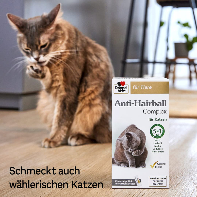 Doppelherz Anti-Hairball Complex for cats - With valuable fibers and oils to support digestion with hairballs - 25 creamy licks - PawsPlanet Australia