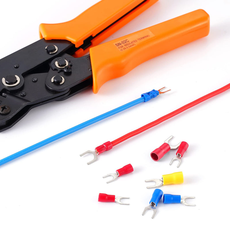 300 Pcs Electrical Connectors, Insulated Wire Cable Electrical Connectors, Fork Ring Spade Butt Quick Disconnect Crimp Terminals Lugs Set, Male/Female Wire Cable Crimp Terminals Connectors
