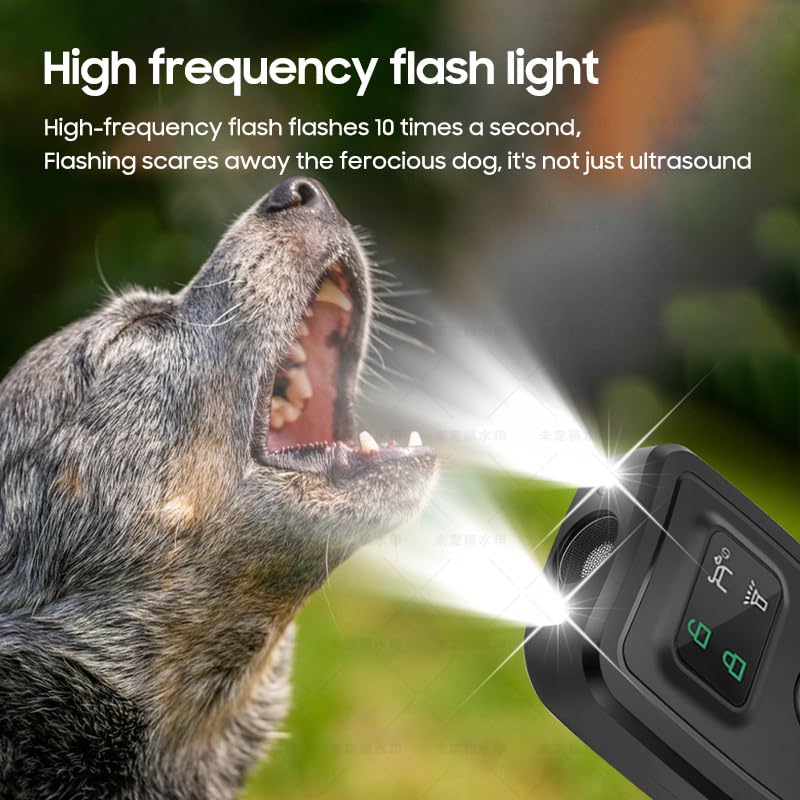 Dog Bark Deterrent Devices 2025 Ultrasonic Dog Repeller,Indoor Outdoor Bark Control Device with LED Flashlight,Barks No More Dog Training Device Tool,Black Black