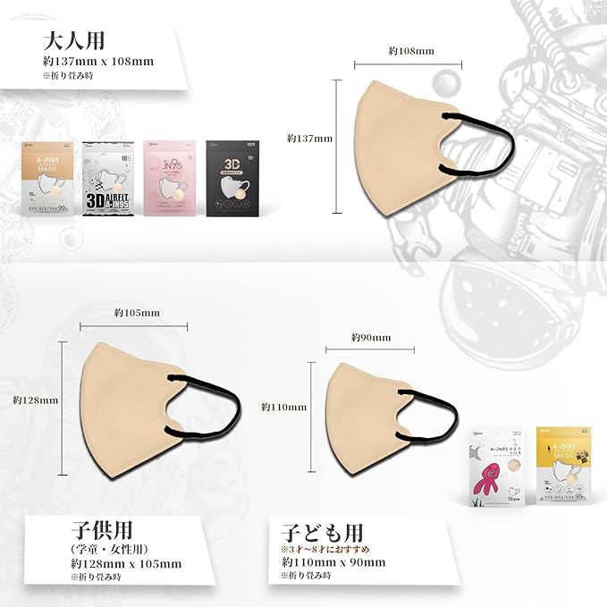 Made in Japan, Bi-Color 3D Masks, 30 Pieces, School Students, Easy to Breathe, 3D Non-Woven Mask, Normal Size, Children's Size - NewNest Australia