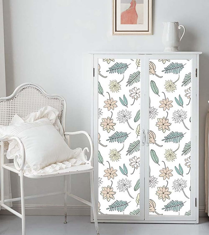 TAOGIFT Peel and Stick Floral Leaf Wallpaper Thick Colorful Floral Contact Paper for Shelf Liner Drawer Liner Cabinets Furniture Decal Window Wall Paper Sticker