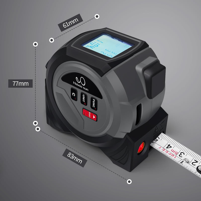 3 in 1 Laser Tape Measure with Level | 131ft/40M Laser Distance Meter Display On Backlit LCD Screen with 16ft/5m AutoLock Measuring Tape | Ft/Inch/Fractions/M/mm (Black 3in1 Laser)