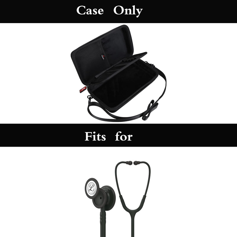 Mchoi Stethoscope Case Compatible with 3M Littmann Classic III, Lightweight II S.E, MDF Acoustica Deluxe Stethoscope, Extra Room for Medical Scissors EMT Trauma Shears and Accessories Large ALL BLACK