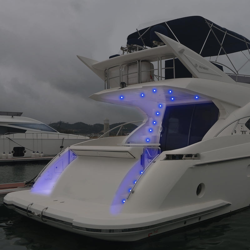 LED Marine Boat Courtesy Lights with RGBW Waterproof Stainless Steel Flush Mounting 12 Volts One Piece 2.76 Inches