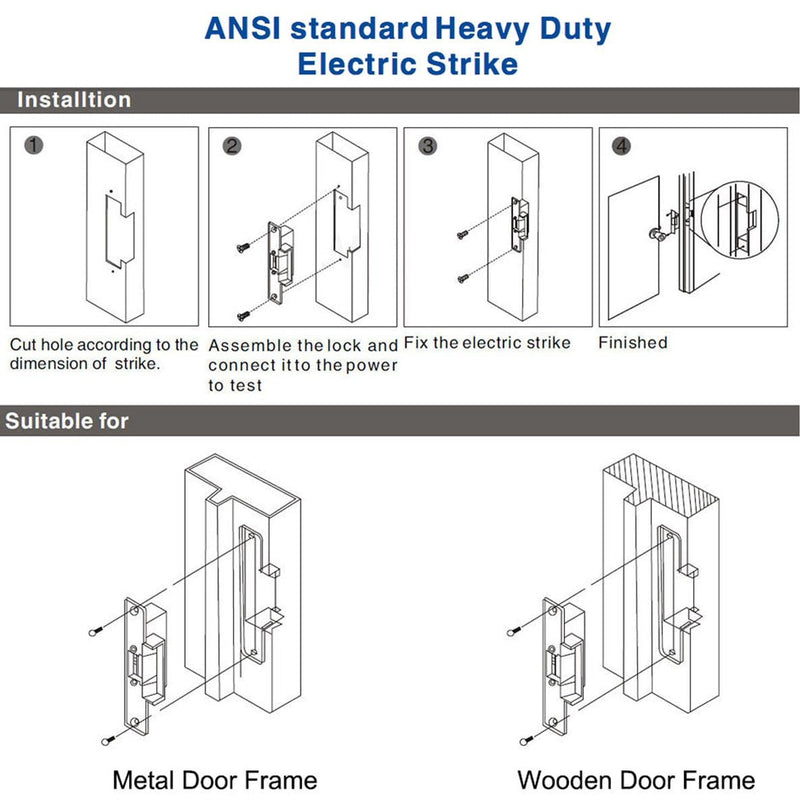 UHPPOTE ANSI Standard Heavy Duty Electric Strike Lock Fail Safe for Door Access Control System