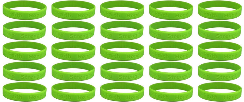 Jeirles Wholesale Lime Green Awareness Bracelet, 8'', Non-Hodgkin's Lymphoma, 25 pcs, Medical Grade Silicone, Latex & Toxin Free