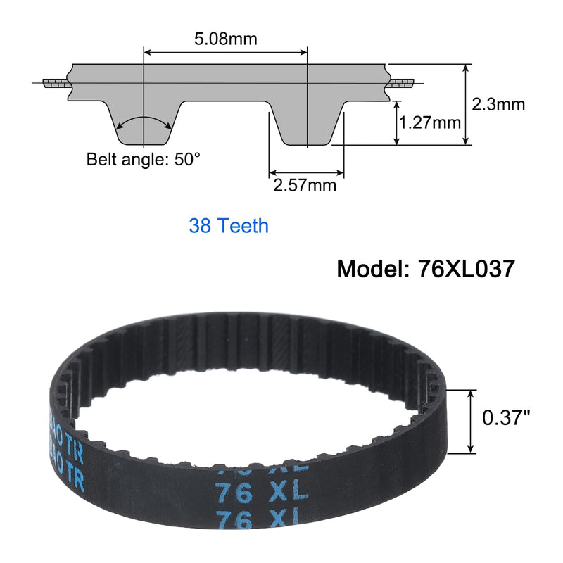 uxcell 76XL 037 Timing Belt 38 Teeth Rubber Geared Cogged Belt, 0.37" Width, 0.20" Pitch Synchronous Timing Belt 76XL037