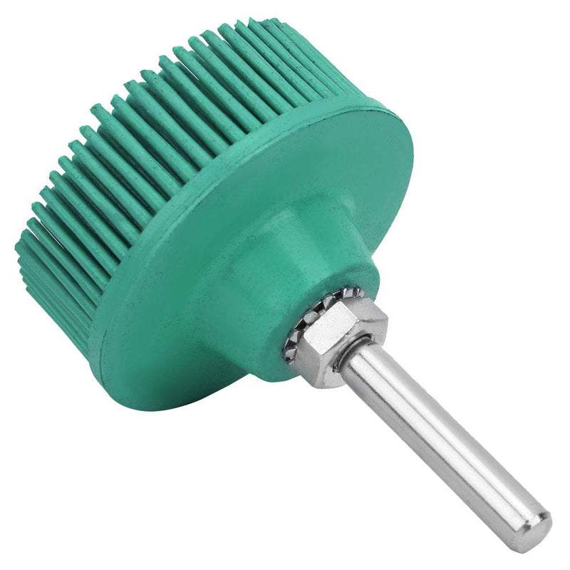 2 Inch Bristle Disc, 1/4 Inch Shank 120# 80# 50# Grit Bristle Polishing Brush Bristle Disc Emery Rubber Abrasive Brush Polishing Grinding Wheel for Burr Removal (Green 50#) Green