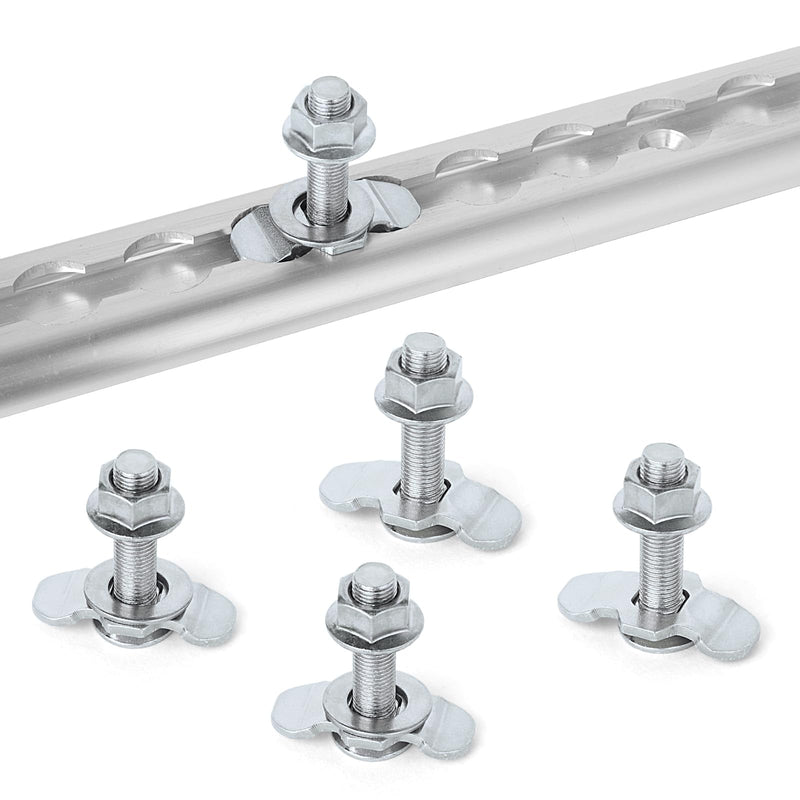 L Track Threaded Stud Fittings L-Track Threaded Double Stud Lug Fitting Tie Down, Used with L Track Rails for Truck Bed or Trailer Cargo Control, Pack of 10, Sliver Silver