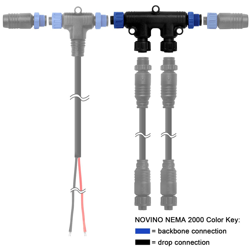 NMEA 2000 T-Connector Compatible with Garmin Lowrance Simrad B&G & Navico Networks,NMEA 2000 (N2k) (Tee) T-Connector 2-Port