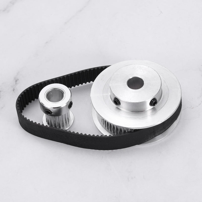 uxcell GT-2 Synchronous Wheel 20&60 Teeth 8mm Bore, Aluminum Alloy Timing Pulley Wheel with 1Pcs Length 200mm Width 10mm Belt for 3D Printer, CNC Machine (20-60T-8B-10)