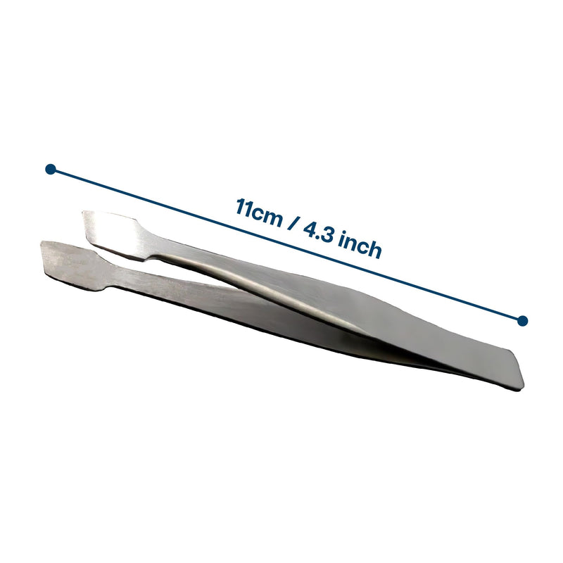 MMOBIEL 2 Pcs Stainless Steel Stamp Tweezers Tongs Flat Wide Tip Precision Philately Tweezers for Stamps, Documents, Photo Development, etc.
