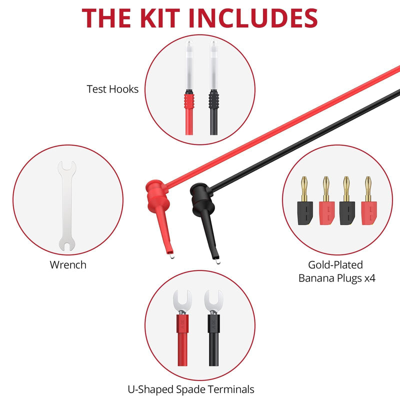 BINTA 27-Piece Silicone Multimeter Test Leads Kit with Gold-Plated Test Probes, Alligator Clips, Test Hook - CAT Ⅲ 1000V 20A Multimeter Leads Set for Industrial, Automotive, Home Electrical Testing 27PCS