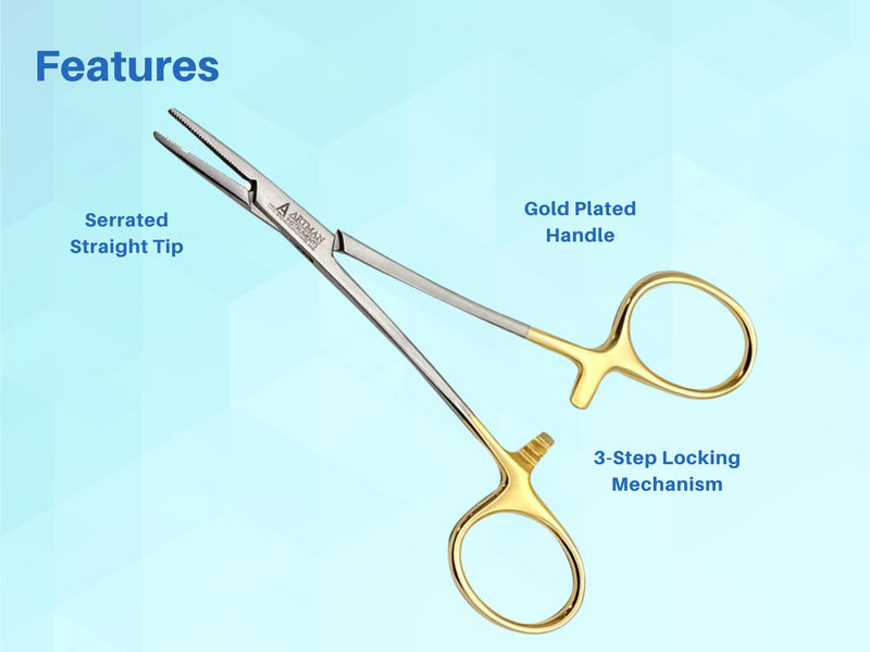 Artery Forceps Golden Straight 5 inches Mosquito Orthodontic Dental Surgical hemostat by Wise LINKERS