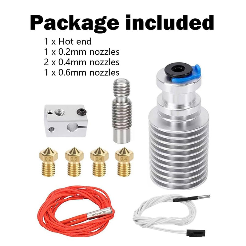 Hotend for Prusa I3 MK3 Print Head Printhead Heatsink Heat Break Extruder Kit with Extra 0.2MM 0.4MM 0.6MM Nozzles for Prusa I3 MK3/Prusa I3 MK3S+ 3D Printer Hotend Replacement Hotend for I3 MK3