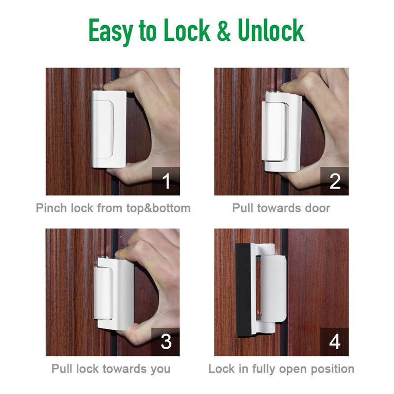 Home Security Door Reinforcement Lock Upgraded Front Door Locks for Kids Safety Withstand 800 lbs Metal Child Proof Door Latch Lock for Inside Door Top Extra Flip Lock High Deadbolt Lock Home Defender 1 White
