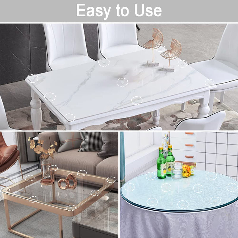 Extremely Soft Glass Table Top Bumper, Anti Slide and Scratch for Glass Table, Transparent Non-Adhesive Rubber Pads for Glass Table Top Spacer. to Avoid The Movement of Glass (Round & Square, 20 PCS) Round & Square