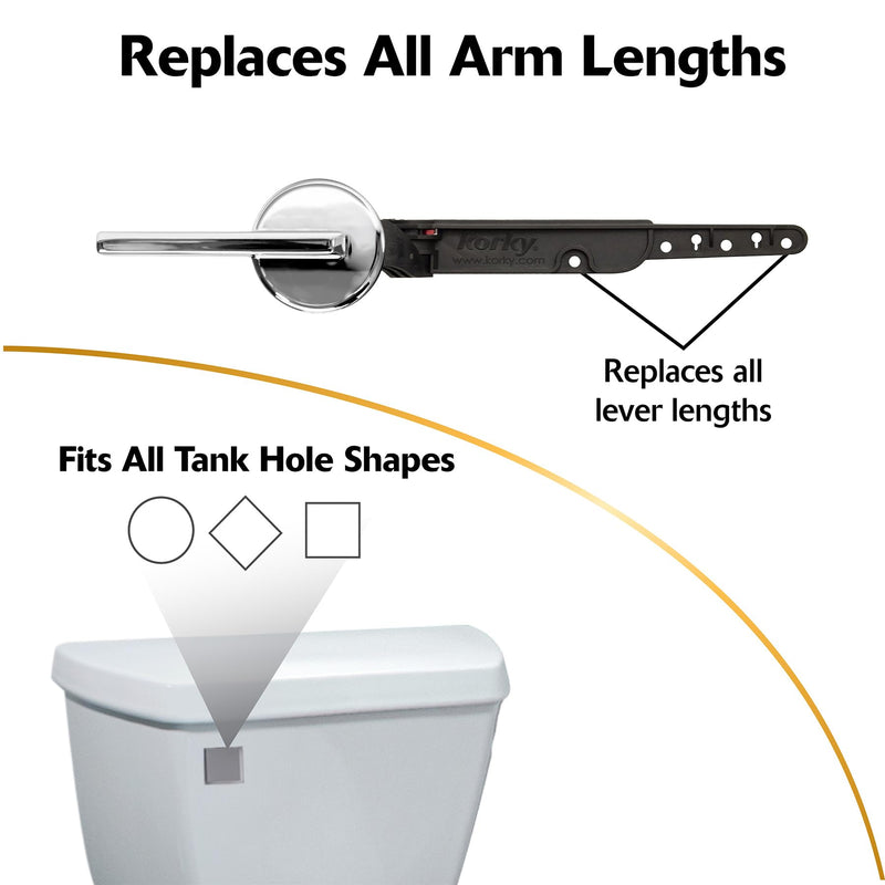 Korky StrongARM Metal Toilet Handle and Lever - Universal to Fit Front, Angled, Side, Left, and Right Mount Toilets - Contemporary Style in Chrome