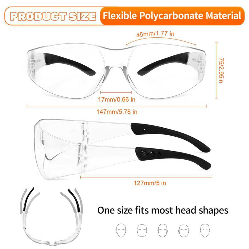 Clear Safety Glasses Bulk of 24,ANSI Z87.1 Impact Resistant Lens Eye Protection for Lab,Construction 24 Clear