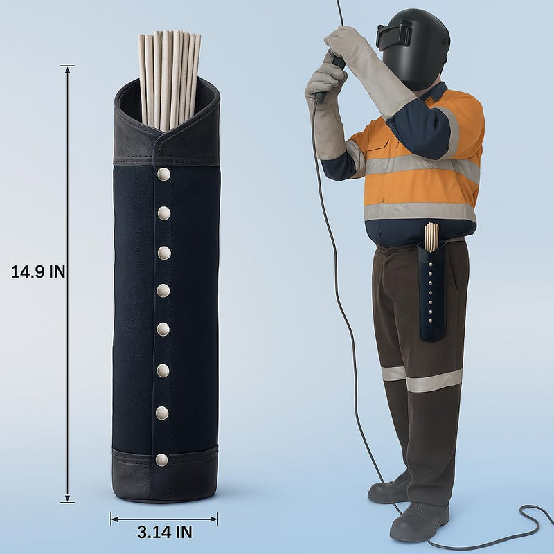 Canvas and Leather Welding Rod Bag,Canvas Rod Holder Welding Electrode Storage Can Welding Tools Rod Bag