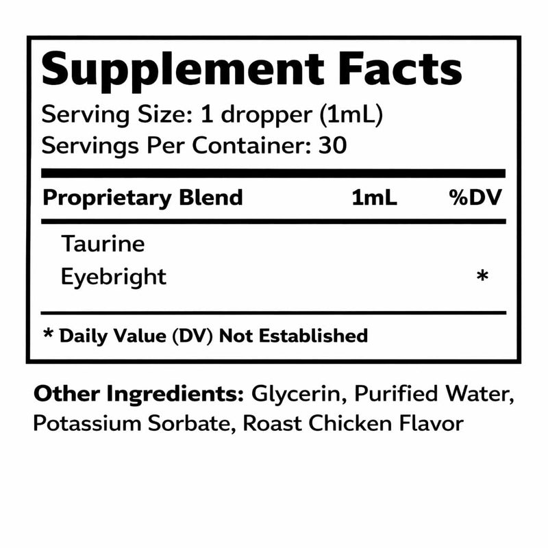 Taurine for Cats - Taurine Supplement for Cats - Supports Healthy Vision, Heart, Immune System, & Much More - Cat Heart Supplement - 1 fl oz - Roast Chicken Flavor