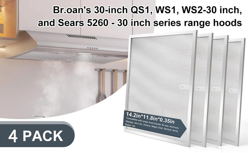 BPS1FA30 Range Hood Grease Filter 11-3/4" x 14-1/4"(2-Pack) Aluminum Filter Compatible with Bro.an Nu.Tone Allure Range Hood Filter,Replaces 99010299 99010305 S99010305 AP3378953 by oneket 2