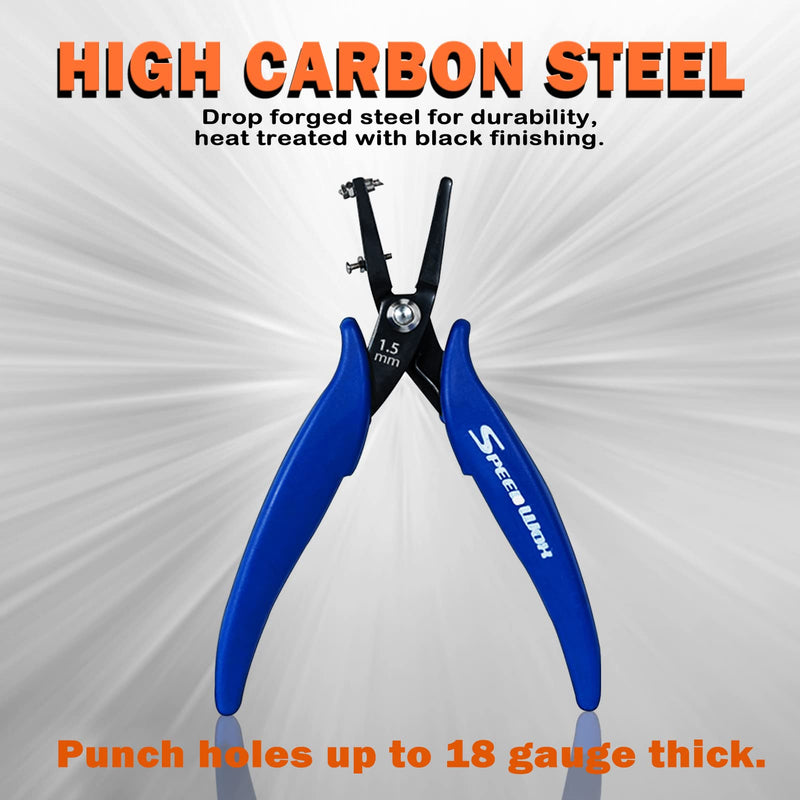 SPEEDWOX Metal Hole Punch Pliers for Jewelry 1.5mm Diameter Round Hole Sheet Metal 24 Gauge Thick 6 Inches Precision Fine Pliers Jewelry Making Tool Craft Beading Hobby 1.5mm Hole