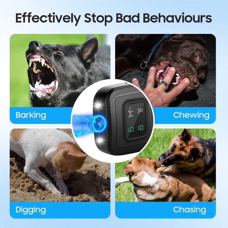 Dog Bark Deterrent Devices 2025 Ultrasonic Dog Repeller,Indoor Outdoor Bark Control Device with LED Flashlight,Barks No More Dog Training Device Tool,Black Black