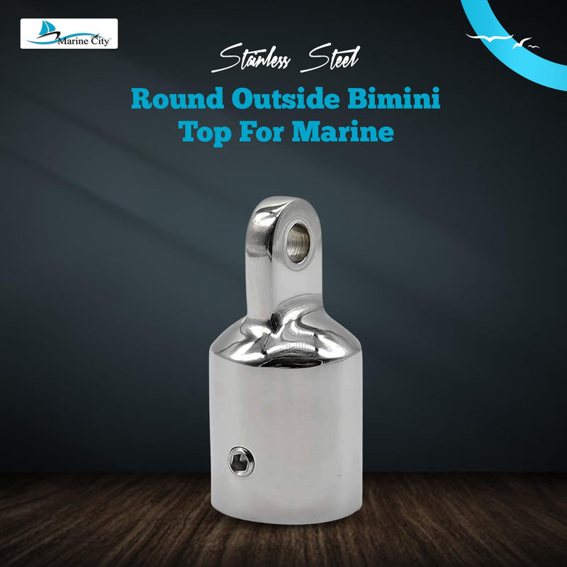 Marine City 316 Stainless Steel Round Outside Eye End for Bimini Top 7/8" – Heavy-Duty Marine Hardware for Boats, Ships & Yachts (Pack of 2)