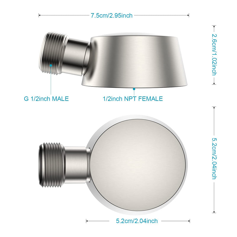 Wall Mounted Supply Elbow, Solid Brass Round Wall Supply Elbow with Check Valve (Brushed Nickel)