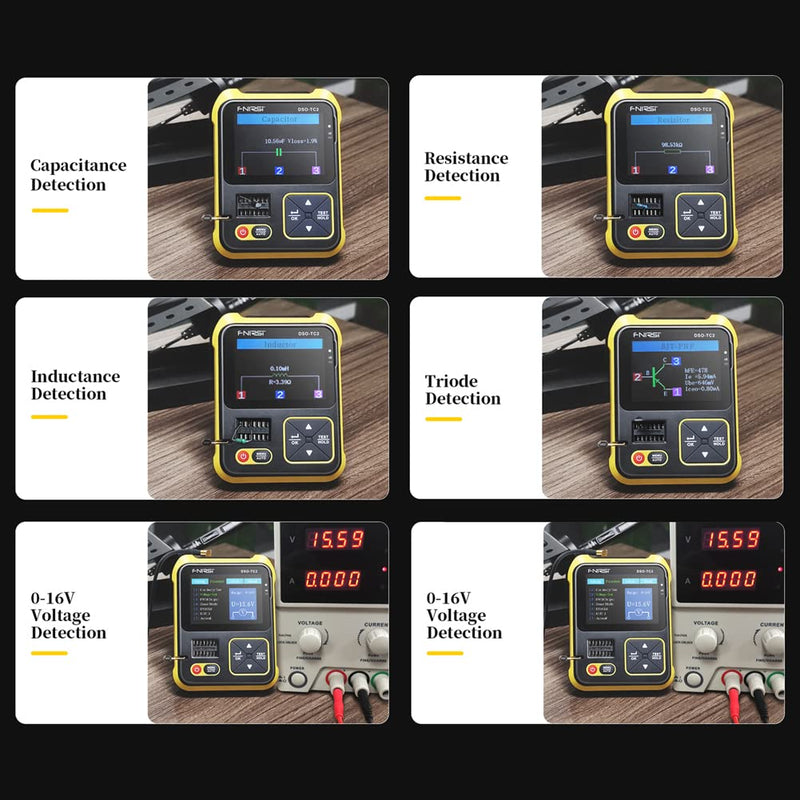 Oscilloscope Multimeter, Handheld Oscilloscope, 200kHz Bandwidth Portable Transistor Tester Digital 2 In 1 Testing Tool PWM Square Waves Output 2.4 Inch Color Display with Backlight
