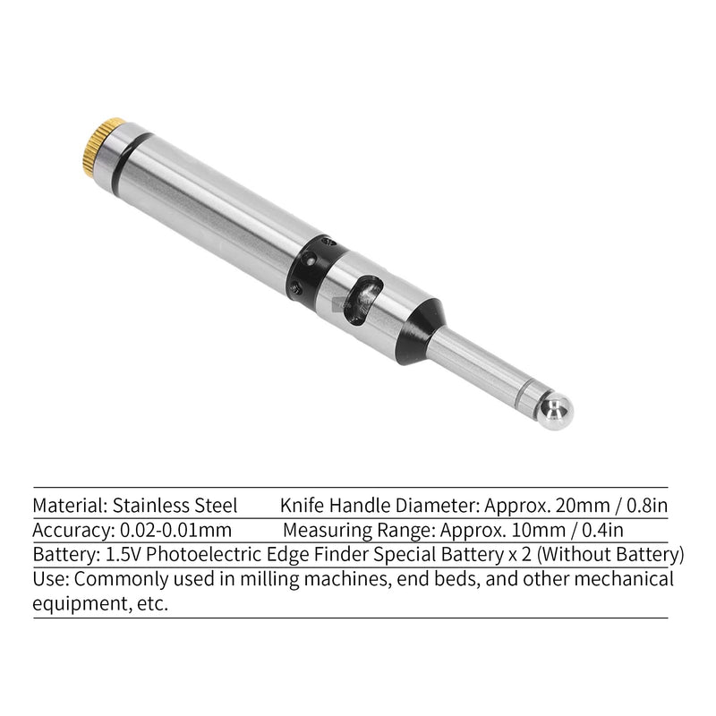 Photoelectric Edge Finder, Stainless Steel Electronic Edge Finder Non Magnetic Centering Rod Edge Finder Detector Machinist for Milling Machines, End Beds