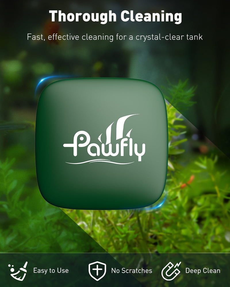 Pawfly Aquarium Magnet Glass Cleaner, Magnetic Fish Tank Cleaner, 1.5" Mini Algae Scrubber for Glass Aquariums, Strong Magnetic Brush Cleaning Tool for Glass Fish Tanks up to 10 Gallons 1.5'' - Classic Green