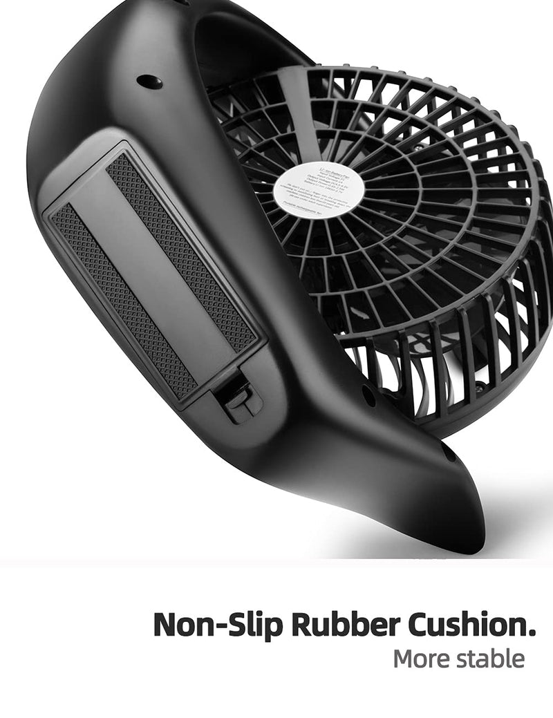 Viniper 8.7 inch Portable Rechargeable Fan, Small Table Fan : 180 Rotation and 3 Speeds Strong Wind Quiet Desk Fan, Long Working Hours for Home Outdoor (Black, Light Black Blade)