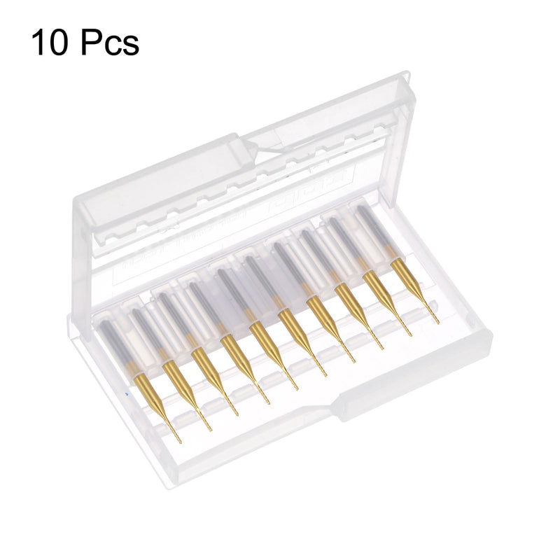 uxcell 10Pcs 0.8mm Titanium Coat Carbide End Mill Engraving Milling Cutter CNC Router Bits for PCB Machine, 1/8" Shank