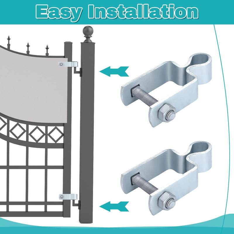 2 Pcs 1-1/2" x 1-1/2" Square Post Female Hinges 5/8'' Pintle Square Chain Link Fence Gate Post Galvanized Steel Hinge with Bolts and Nuts for Repairing and Replacing Fence Gate(Silver) Silver 1-1/2'' x 1-1/2''