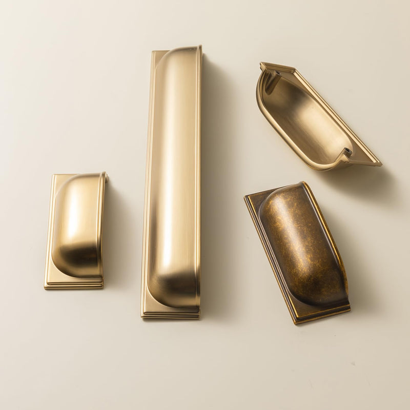 Goo-Ki 6 Pack Antique Brass Cup Pulls Zinc Alloy Kitchen Hardware,2-1/2 Inch Hole Center Channing Bin Cup Drawer Pull Handles for Cabinet Furniture,9632GT-64 2-1/2 Inch Hole Center