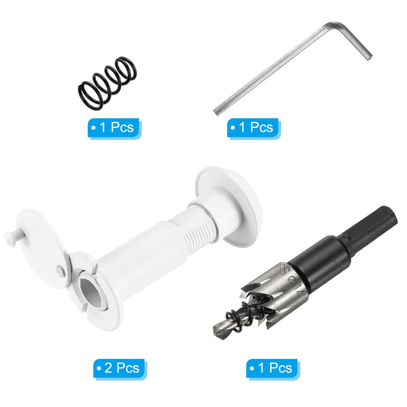 PATIKIL 9/16" Door Viewer Peephole, 2 Pcs Copper Privacy Door Viewer with Privacy Cover, 180-Degree Fits 1-3/4" to 2-15/16" Door with 14mm/0.55" Drill Bit for Security, White