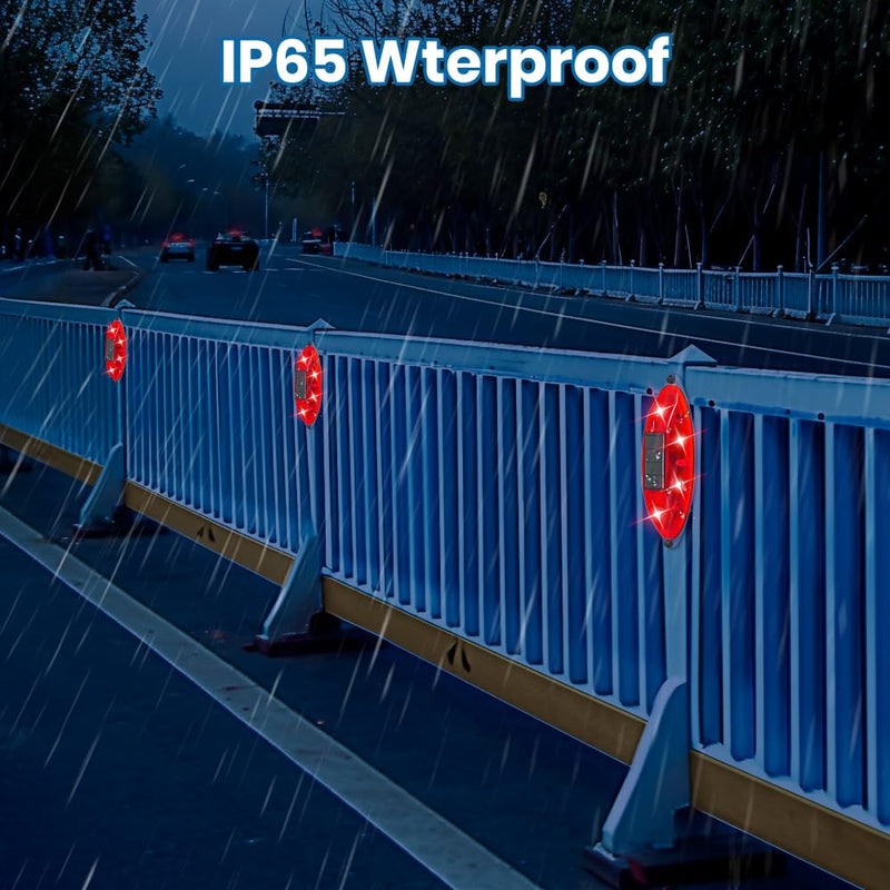 Solar Strobe Warning Light Sensitive LED Warning Lamp Super Bright IP65 Waterproof Light Control Flashing Beacon Barricade Construction Safety Road Signs Flash Traffic Lights-4 PCS (Red) Red