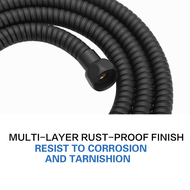 RUMOSE Shower Hose 118 inches Shower Head Hose Shower Head Extension Hose Extra Long Stainless Steel Shower Hose Attachment Flexible Handheld Shower Sprayer Hose, Matte Black 118 in