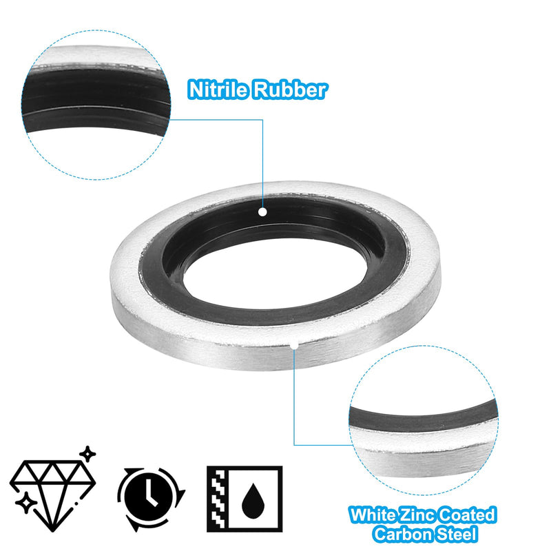 PATIKIL G1/4" Self-Centered Bonded Sealing Gasket, 20Pcs NBR Metal Bonded Sealing Washers Automotive Washers for Mechanical, Plumbing, Cylinder Repairs 1/4" 20