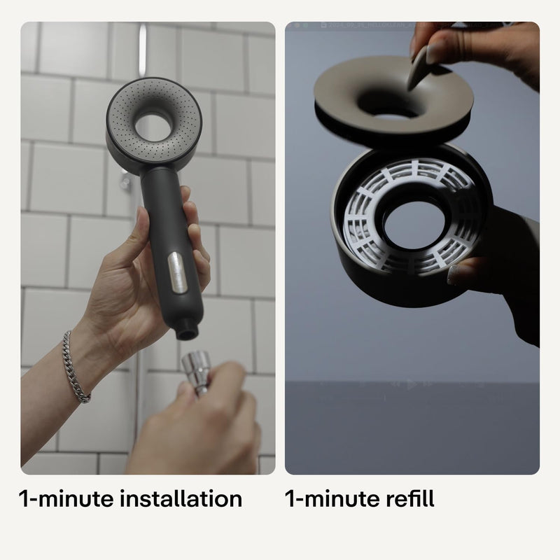 Hello Klean Hard Water Shower Head Filter in Black