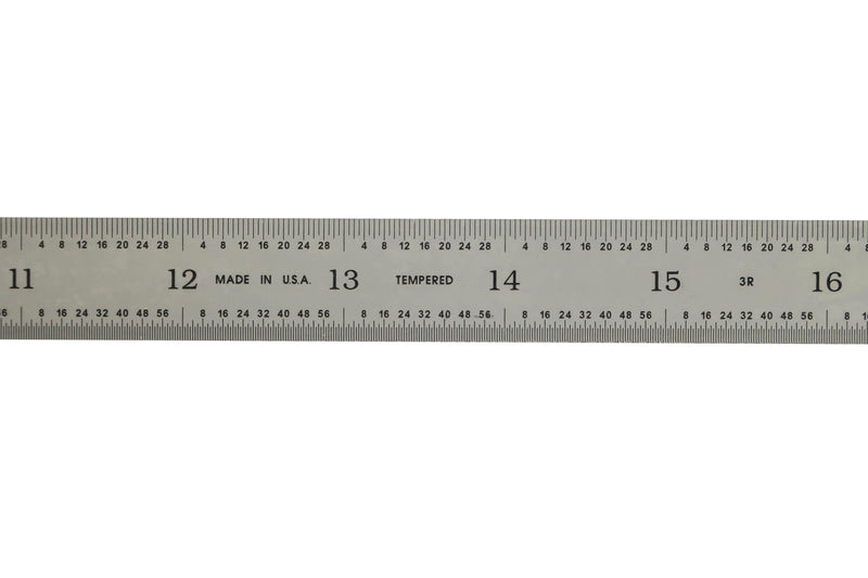 PEC Tools 24" Flexible Steel Ruler, High-Quality Carbon Steel with Satin Chrome Finish, 3R Graduation (1/32", 1/64", 1/10", 1/50"), Fully Hardened and Tempered, Made in USA Carbon Steel-Flexible 24"