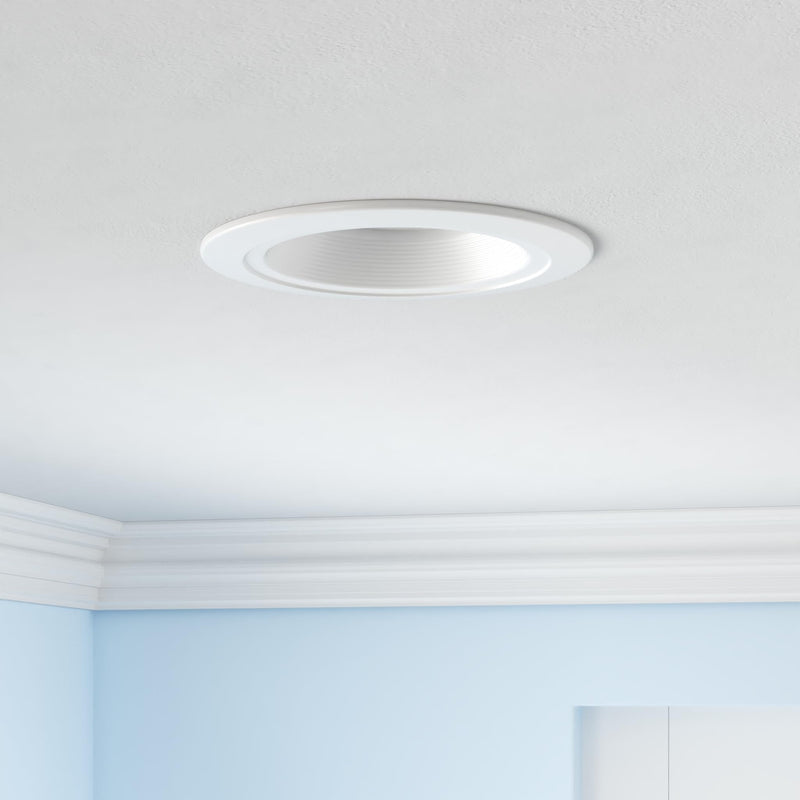 HALO RL Series 5/6 inch Recessed LED Light – Retrofit Ceiling & Shower Downlight, Selectable CCT and Selectable Lumens, Dim to Warm, Matte White Retrofit Baffle Trim, 900/1200 Lumens 900/1200 Selectable Lumens