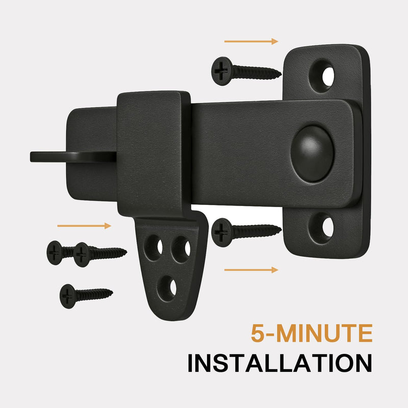 Barn Door Latch - Shed Door Latch - Sliding Barn Door Latches and Catches - Barn Door Lock - Black Wrought Iron Rustic Flip Latch Hardware Kit for Double Doors, Garden Gate, Cabinet, Bar, Pantry 1