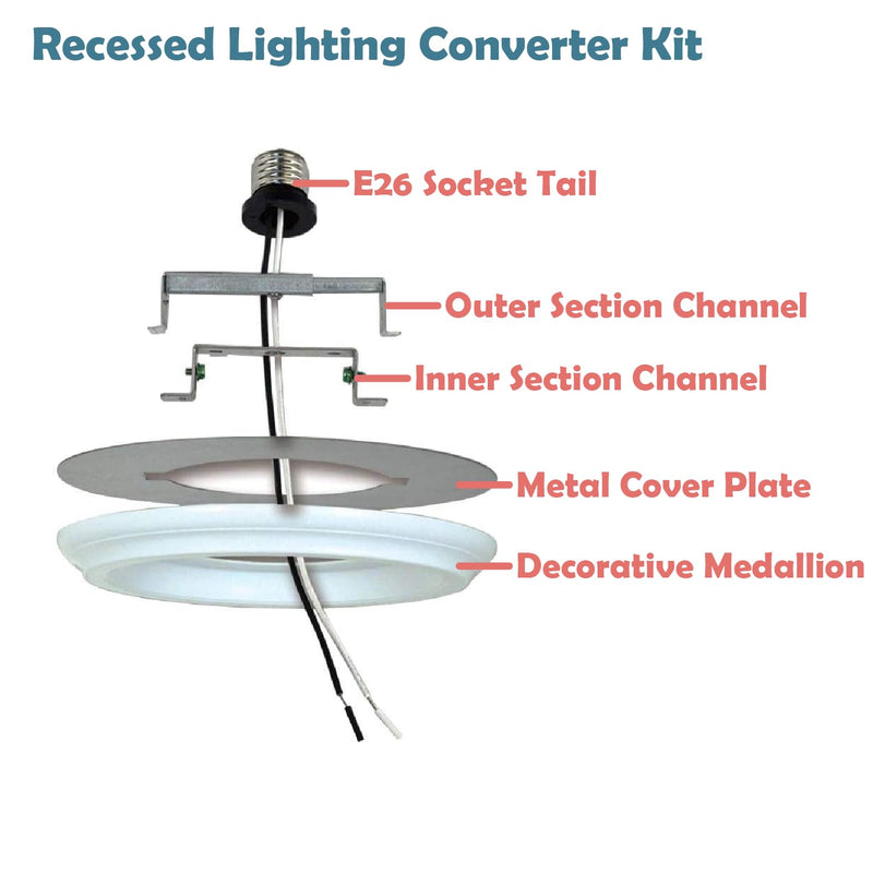 Aspen Creative 21067-11, Recessed Lighting Converter Kit, 8" Diameter, White Plastic Medallion 1 SET